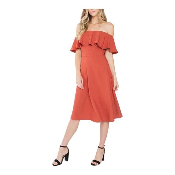 Vici/Sugar Lips Off Shoulder Ruffle Dress XS - Picture 1 of 8